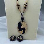 Vintage 80’s90’s necklace earrings set Black Photo 0