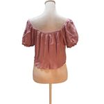 Pink Rose Lavender Short Sleeve Cropped Shirt with Ruched Tie Front Size M Photo 3