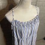 Aerie ‎ Womens Blue White Striped Sleeveless Ruched Tiered Maxi Dress Size XL Photo 1