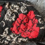 Vera Bradley EUC Vintage Floral Black and Red Jacquard Clutch w/ Strap Photo 4