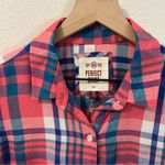 SO  Perfect Shirt Pink & Blue Plaid Soft Rayon‎ Relaxed Fit Button Front Size M Photo 1