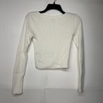 Hollister  Womens Sweater Top M White Ribbed Knit Long Sleeve Fitted Cropped Photo 10
