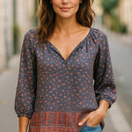 Violet+Claire Boho Floral Peasant Blouse - Size 1X Photo 0