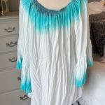 Altar'd State  White Top Blue Tie Dye Swim Coverup Flawy Bell Sleeve Womens S M L Photo 4
