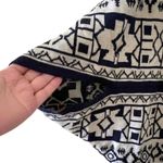 Reversible Shawl Women's Ruana Wrap Bohemian Navy and Cream One Size # 1496 Blue Photo 4