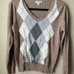 st. john's bay  Sweater Women's Medium Argyle Diamond V Neck Casual Dressy 90s Photo 0