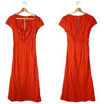 Free People NWOT Women's Small Short Sleeve Natalya Babydoll Midi Dress Orange Photo 3