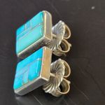 Vintage sterling silver turquoise sleeping beauty earrings Navajo Blue Photo 1