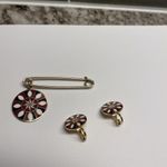 Vintage Gold Tone Enamel Safety Pin Brooch & Clip On Clip Photo 7