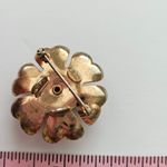 Antique Leo Glass Sterling Gold Tone Metal Dark Purple Rhinestone Flower Brooch Photo 1