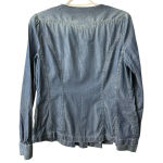 Lucky Brand Denim Longsleeve Ruffled Cotton Western Style Top Pearl Buttons S Photo 3