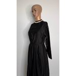 1900 Edwardian Black Mourning Dress Set w/ Brooch, Hat & Underskirt XS Photo 6