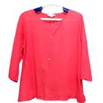 Kleen Lagenlook Pullover Pink Linen Top Shirt Button Detail Women's Medium Photo 0