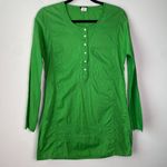 J.Crew Vintage Long Sleeve Embroidered Tunic Top Swim Coverup Green Sz SM Photo 1