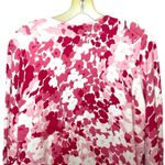 Lands' End Women’s Long Sleeve Floral Print Cardigan Pink/White Size Medium Photo 4