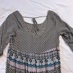 Umgee Women's Medium Patchwork Mini Dress with Open Back Bell Sleeves Photo 3