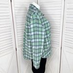American Eagle Oversized Plaid Fleece Flannel Button Up Shacket Green Large Photo 2