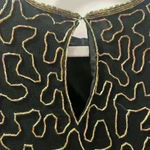 Laurence Kazar Vintage 80s Beaded Silk Top Size Small Black Gold Stretch Photo 8