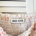 Grace Karin  Floral Ruffle Smocked Top - White and Pink Photo 4