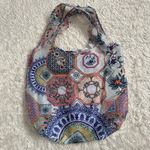 Johnny Was NEW Reusable Shopper Tote Bag Foldable Geometric Floral Blue Women Photo 3