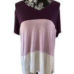 Amaryllis Striped T Shirt Relaxed Fit Casual Lounge Everyday School Purple Size L Photo 0