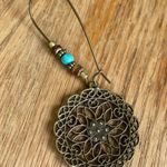 New flower dangle drop earring beaded gem boho nature neutral pretty Brown Photo 1