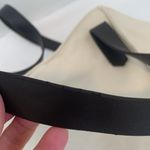 Canvas Zippered Medium Tote Bag Natural Off White Brown Faux Leather Straps Photo 3