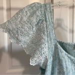 American Eagle  sage green floral eyelet lace ruffled smocked crop top blouse XL Photo 2