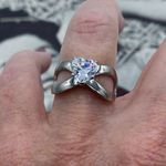 Stainless steel Heart Engagement Ring with Clear CZ Silver Photo 4