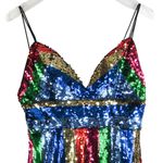 ENTRY Revolve Multicolor Rainbow Sequin Cocktail Mini Dress Small Party Club Photo 2