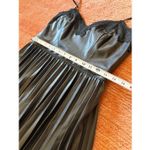EXPRESS  Black Faux Leather Pleated Dress Lace Trim Size S/M Photo 3