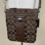 Coach Crossbody Bag Brown Sutton Swing Signature Fabric Vertical Hang Small Photo 0