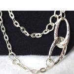 Source Unknown Ultramodern Silver Tone Hammered Oval Link Chain 42" Single Strand Y2K Necklace Photo 1
