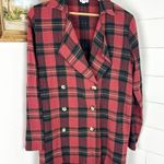 POL Double Breasted Cotton Plaid Blazer Size Small Longline Oversized Photo 3