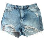 Topshop  Mom Denim Distressed Rigid‎ Jean Shorts Blue Size 8 Photo 2
