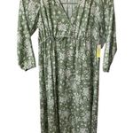 Summersalt The Cinched Waist Long Sleeve Caftan Dress Sz Small Floral Green NWT Photo 0