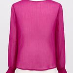 Simply Styled by Sears Sheer XL Fuschia Pink Long Sleeve Blouse Keyhole Neckline Photo 4