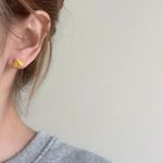 Small Asymmetrical Mouse & Cheese‎ Stud Earrings CuteTrendy little Earrings Yellow Photo 3