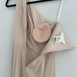 David's Bridal Champagne Long One Shoulder Chiffon Dress Photo 4