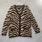 Ralph Lauren Lauren  Hand Knit Cardigan Sweater Animal Zebra Academia Women's PM Photo 0