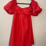 En Saison Hot Pink Poplin Puff Sleeve Babydoll Mini Party Dress Women's size XS Photo 0