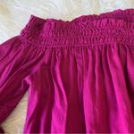 Free People  Free Spirit off shoulder smocked ruffle bell sleeve magenta pink top Photo 8