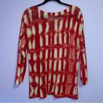 Chico's M Linen Blend Knit Sweater Boho Red White Tie Dye Photo 4