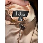 Lulus Satin Peplum Top Mock Neck Long Sleeve Blouse Cutout Back Party Women S Pink Photo 4