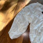 Lulus  Womens White Balloon Sleeve Bodysuit Tie‎ V-Neck Romantic Blouse S peasant Photo 3