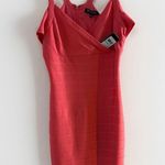 Guess LOS ANGLES SIZE 8 Pink Coral V-NECK ALL OVER SEAMED DETAIL BODYCON DRESS Photo 2