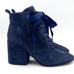 Sam Edelman Boot Tate Dark Blue Suede Block Heel Lace Up Granny Boot Size 5.5 Photo 8