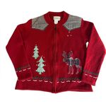 Coldwater Creek Wool Christmas Sweater Vintage Embroidered Patchwork Women Small Photo 0