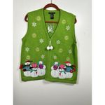 Reference Point NY Large Christmas Sweater Vest Zipper Snowman Green Snow Size XL Photo 10