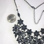 Gunmetal Gray Dark Black Metal Floral Beaded Boho Statement Necklace Photo 1